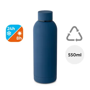 Borraccia in acciao inox riciclato con finitura in gomma e tappo sottovuoto da 550ml