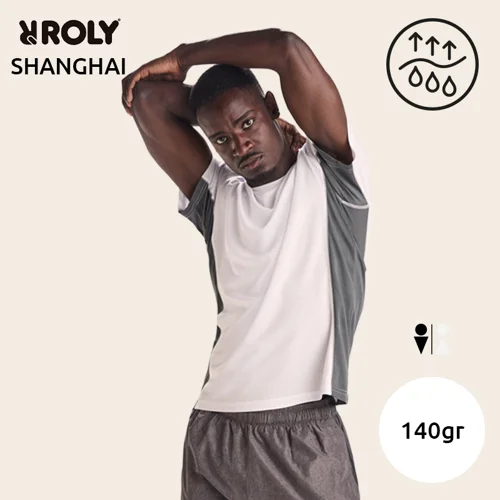 T-shirt ROLY SHANGHAI sportiva da uomo a maniche corte tessuto tecnico e traspirante poliestere 140gr