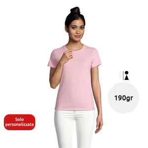 T-shirt da donna colori assortiti a girocollo taglio sfiancato 100% cotone 190gr