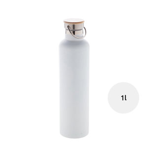 Borraccia in acciaio inox a doppia parete con coperchio in bambù 1000ml