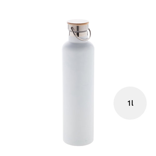Borraccia in acciaio inox a doppia parete con coperchio in bambù 1000ml