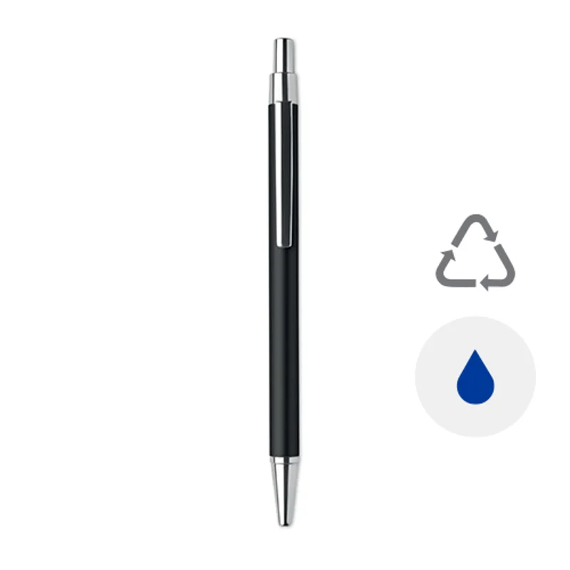 Penna a sfera a pulsante in alluminio riciclato refill blu