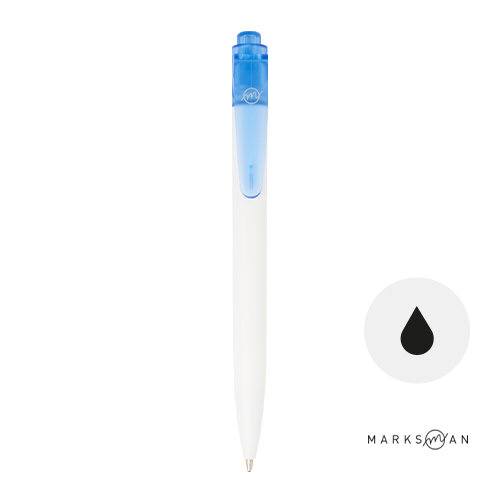 Penna a sfera in plastica destinata all'oceano a marchio Marksman con dettagli colorati e in refill nero