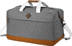 Borsa da viaggio in poliestere e dettagli in pelle con chiusura a zip e tracolla regolabile misure 50X27X30cm