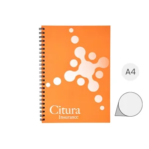 Block notes A4 Desk-Mate con spirale nera e con 50 fogli e copertina impermeabile totalmente personalizzabili