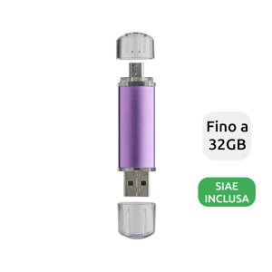 Chiavetta USB e micro USB in alluminio con cappuccio disponibile in vari colori da 1GB fino a 32GB