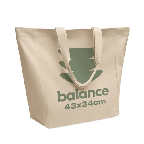 Shopper in cotone a soffietto con manici corti da 220gr 38x15x35cm