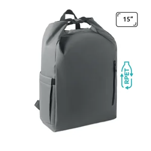 Zaino porta PC 15'' rolltop in poliestere 600D RPET spallacci regolabili