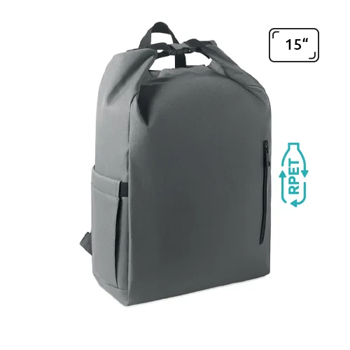 Zaino porta PC 15'' rolltop in poliestere 600D RPET spallacci regolabili