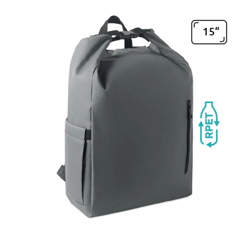 Zaino porta PC 15'' rolltop in poliestere 600D RPET spallacci regolabili