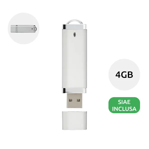 Chiavetta USB in plastica con tappo disponibile in varie colorazioni da 4GB con scatola rgalo