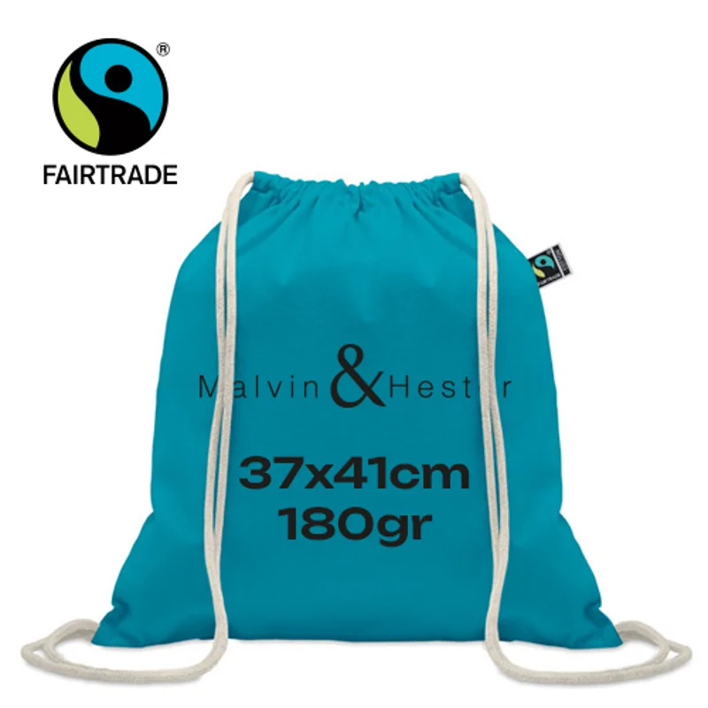 Sacca in cotone colorata Equo Solidale Fairtrade 180gr con chiusura a coulisse 37x41cm