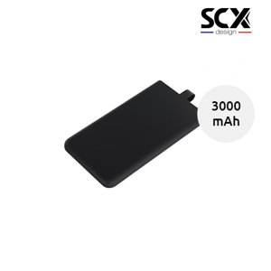 Powerbank in gomma a marchio SCX con personalizzazione luminosa da 3000mAh fornito in scatola regalo