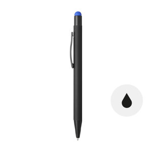 Penna a sfera in alluminio rivestita in gomma con clip in metallo e punta touch refill nero