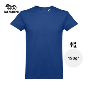 T-shirt da bambino unisex colori assortiti a girocollo taglio regolare 100% cotone 190gr