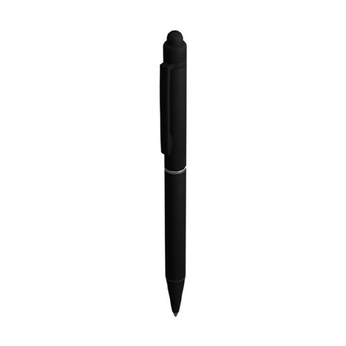 Penna a sfera nera in materiale antibatterico personalizzabile con logo luminoso in confezione regalo