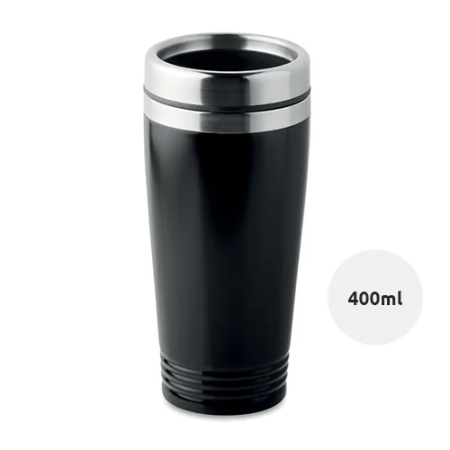 Bicchiere in acciaio inossidabile a doppio strato con coperchio in plastica antigoccia 400ml