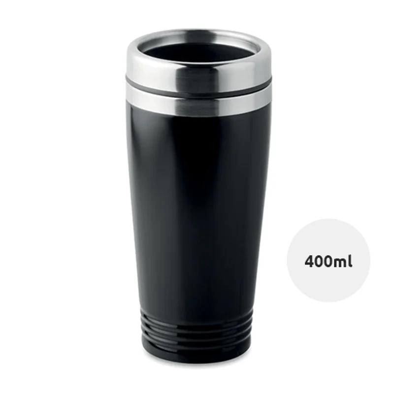 Bicchiere in acciaio inossidabile a doppio strato con coperchio in plastica antigoccia 400ml