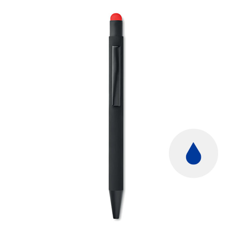 Penna a sfera in alluminio con incisione laser in tono con la punta touch refill blu