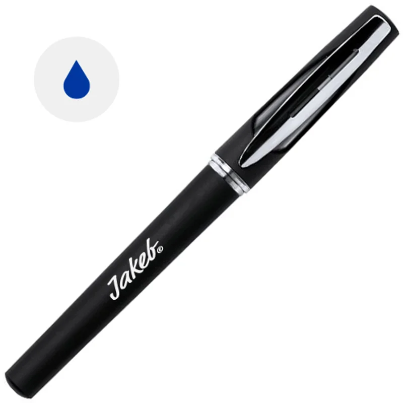 Penna roller in ABS con cappuccio e refill gel blu