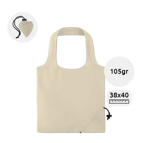 Shopper in cotone richiudibile in colore naturale con chiusura a coulisse da 105gr 38x40cm