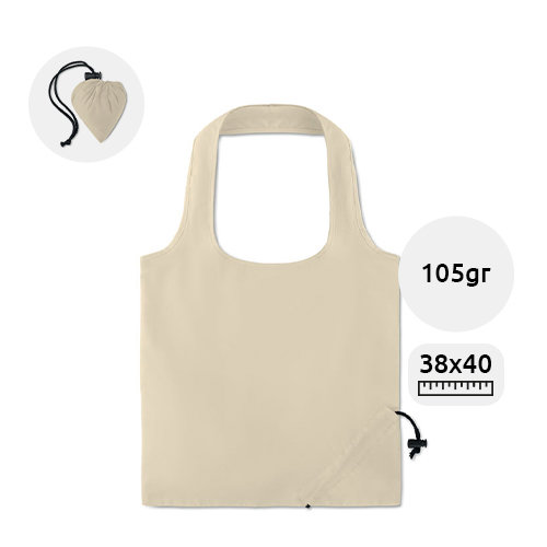 Shopper in cotone richiudibile in colore naturale con chiusura a coulisse da 105gr 38x40cm