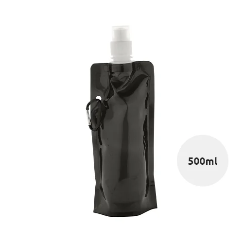 Borraccia pieghevole in PET da 500ml con moschettone