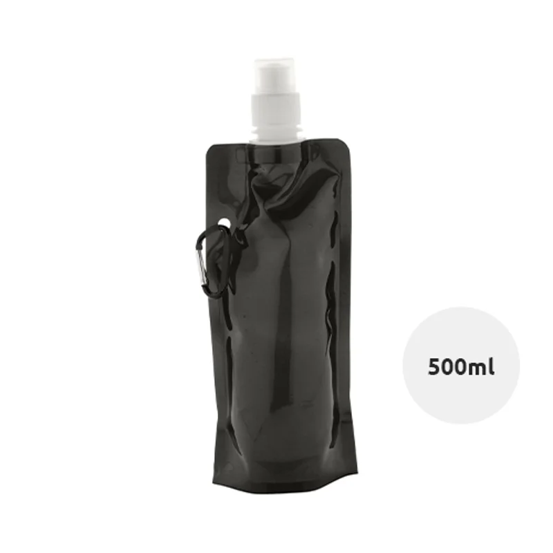Borraccia pieghevole in PET da 500ml con moschettone