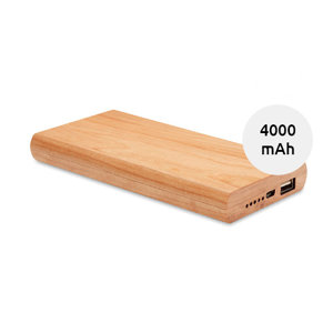 Power bank in bambù piccolo e compatto e conettore USB-C da 4000mAh