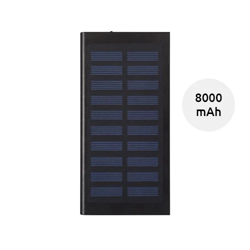 Power bank solare in alluminio con torcia a LED da 8000mAh fornito in scatola regalo