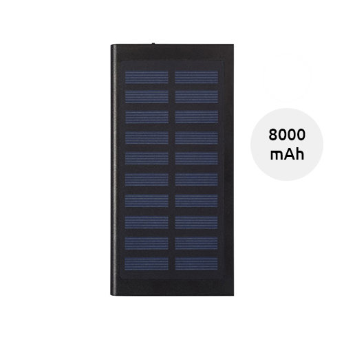 Power bank solare in alluminio con torcia a LED da 8000mAh fornito in scatola regalo