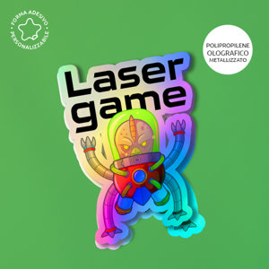 Stickers adesivi personalizzabili in polipropilene olografico metallizzato