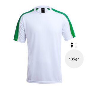 T-shirt unisex sportiva colori fasce assortiti a girocollo taglio regolare in poliestere traspirante 135gr