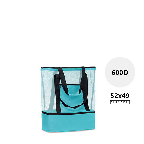 Shopper o borsa mare in RPET con rete in vari colori assortiti da 600D 52x16x49cm