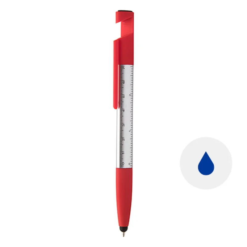 Penna a sfera touch con supporto per cellulare righello pulisci schermo e funzione cacciavite