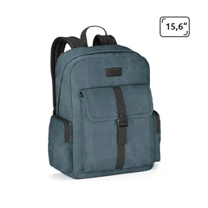 Zaino porta pc da 15.6'' in tela di cotone prelavato con scomparto interno foderato e aggancio trolley