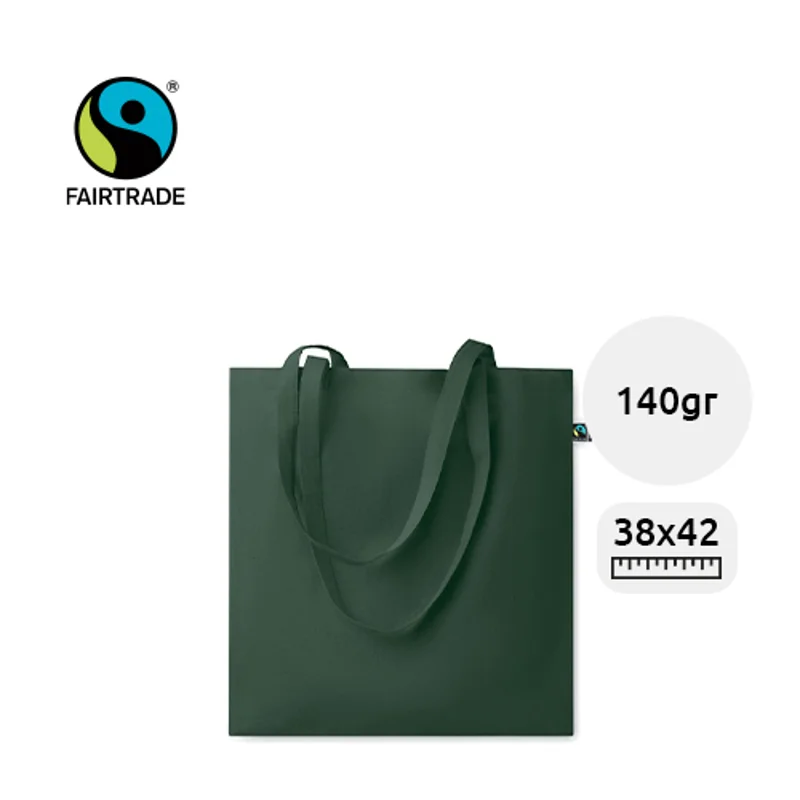 Shopper in cotone equosolidale a marchio Fairtrade in diverse colorazioni da 140gr 38X42cm