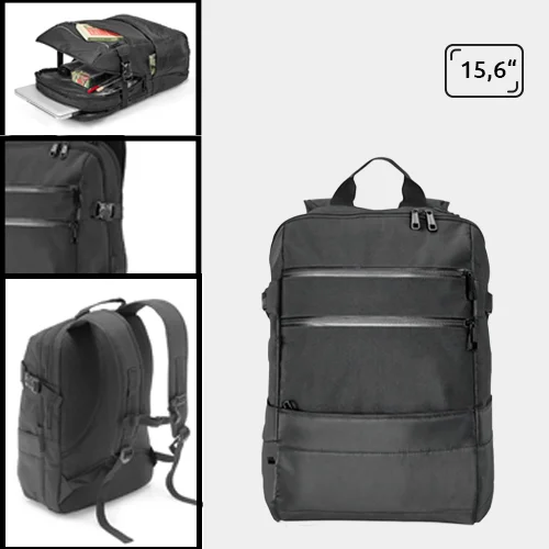 Zaino porta pc multitasca da 15.6'' in poliestere jacquard con schienale e spallacci imbottiti