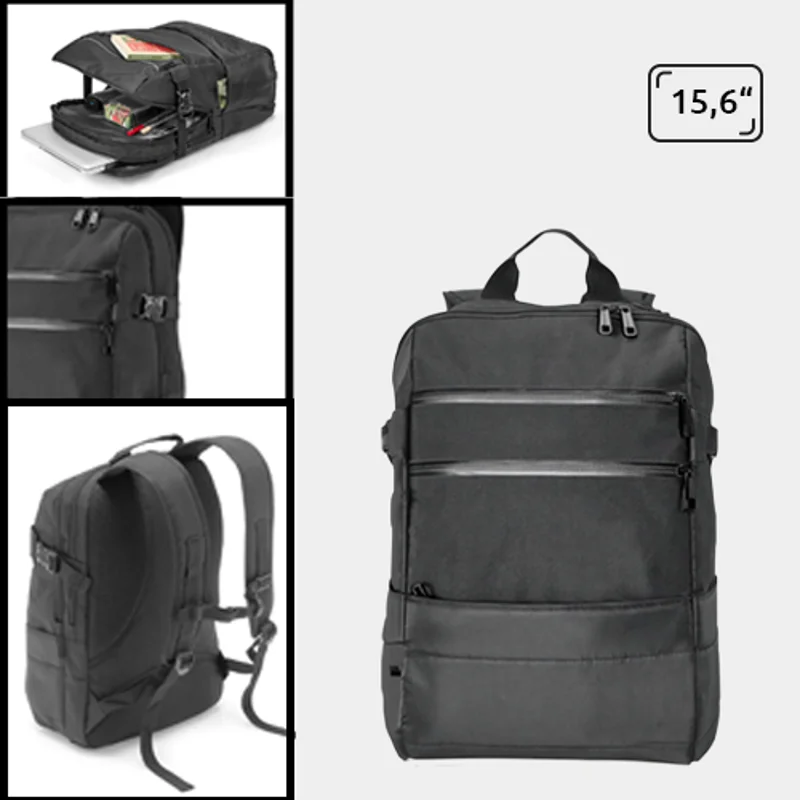 Zaino porta pc multitasca da 15.6'' in poliestere jacquard con schienale e spallacci imbottiti
