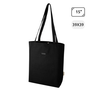 Shopper in tela riciclata certificata con tasca imbottita per computer da 15" e due tasche interne 14L 39x11x39.5cm