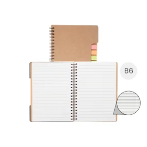 Block Notes B6 con copertina in carta riciclata r 60 fogli a righe e note adesive