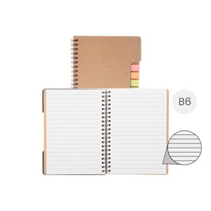 Block Notes B6 con copertina in carta riciclata r 60 fogli a righe e note adesive
