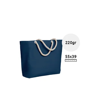 Borsa in cotone disponibile in vari colori con manici in corda da 220gr 55X15X39cm