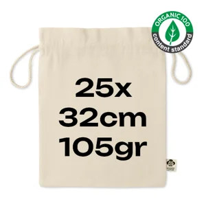 Sacca in cotone biologico 105gr con chiusura a coulisse 25x32cm