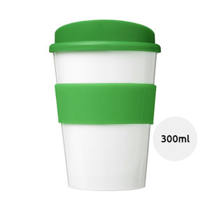 Bicchiere medio a parete singola con coperchio a scatto e impugnatura in silicone da 300ml