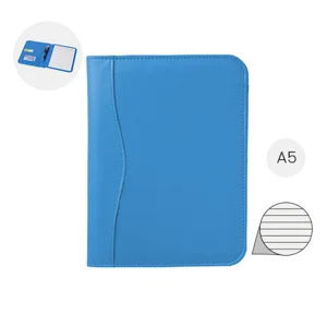 Cartella portadocumenti in similpelle con block notes A5 con fogli a righe e tasche interne