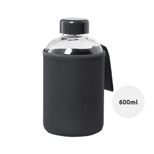 Borraccia in vetro da 600 ml con tappo e custodia in colore coordinato