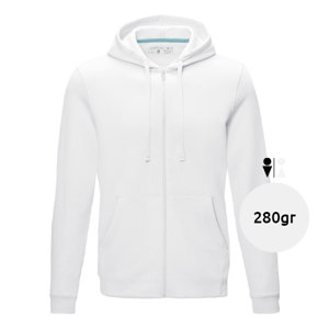 Felpa da uomo con cappuccio e zip in cotone organico e poliestere riciclato 280gr