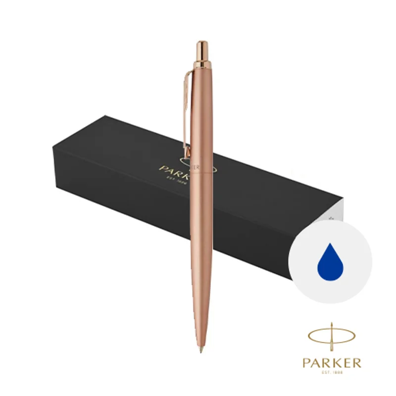 Penna a sfera Parker in acciaio inossidabile con meccanismo a scatto e clip a freccia refill blu