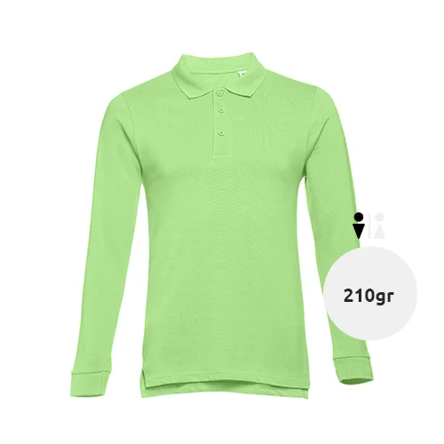 Maglietta polo da uomo colori assortiti in tessuto piqué a maniche lunghe taglio regolare 100% cotone 210gr